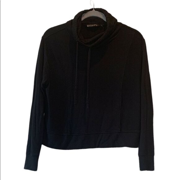 Athleta Crop Pullover Sweatshirt Activewear Womens Size Small Black - Picture 1 of 3